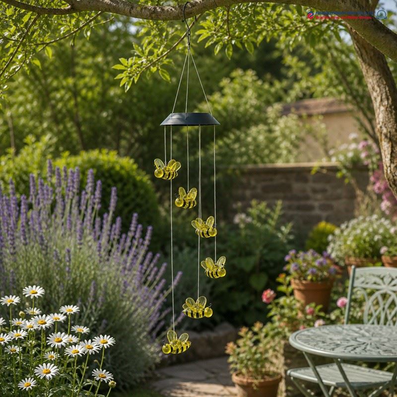 Solar Bee Wind Chime for Garden Decor